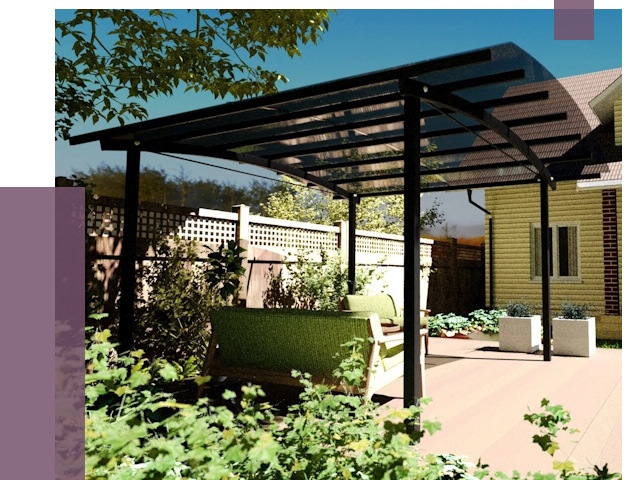 Навесы для террасы в Михайловке от 12963 руб. под ключ | ПРОЛЁТ-Мхл