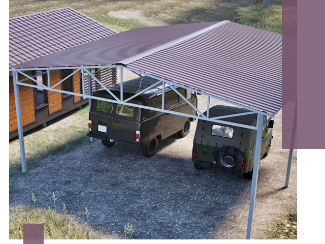 Двускатные навесы под ключ в Михайловке — изготовление и монтаж